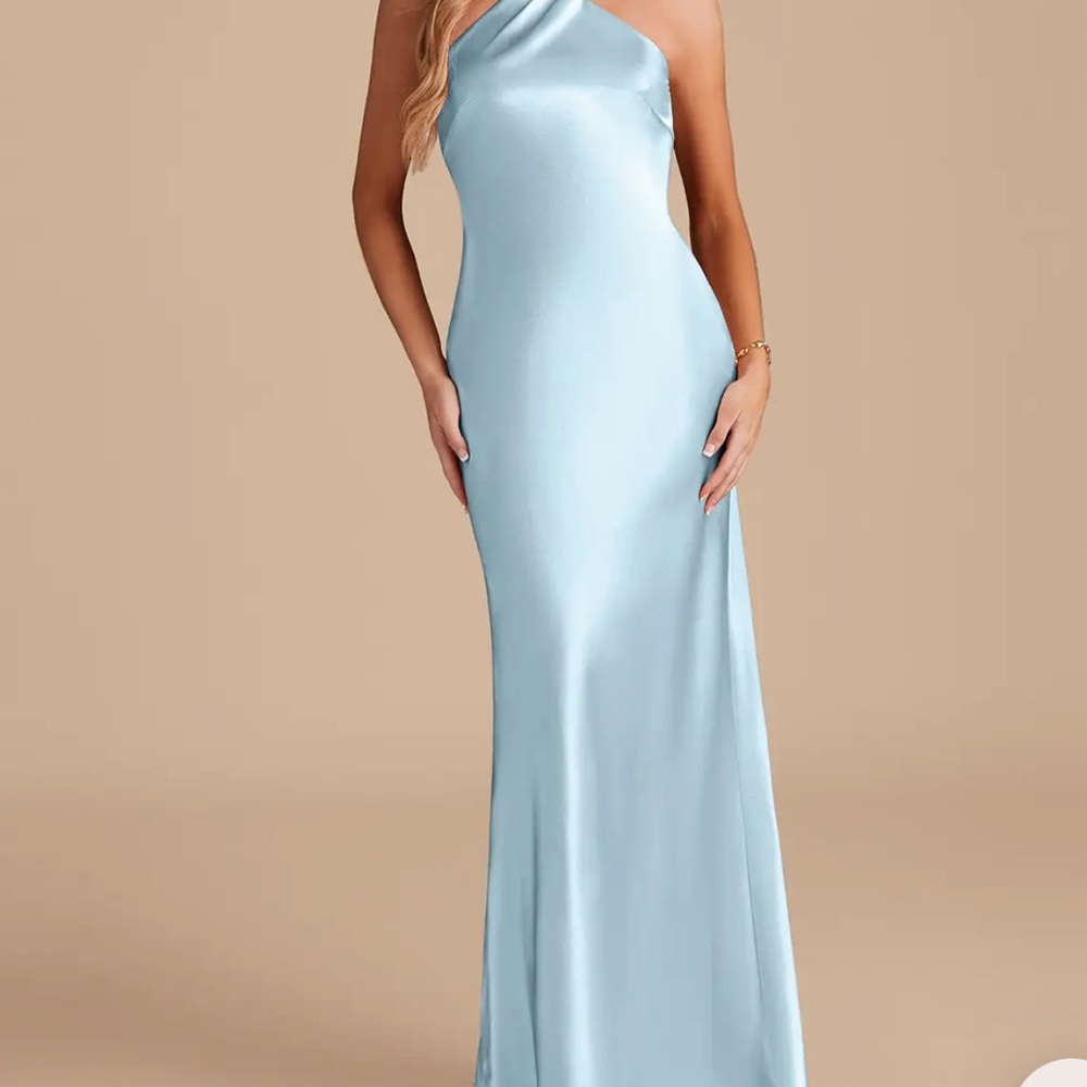 Azazie One-Shoulder Sky Blue Gown